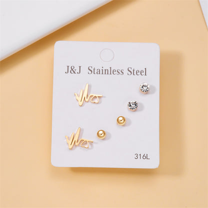 Wholesale Jewelry Simple Style Star Tree Heart Shape Stainless Steel Alloy Rhinestones Plating Inlay Ear Studs