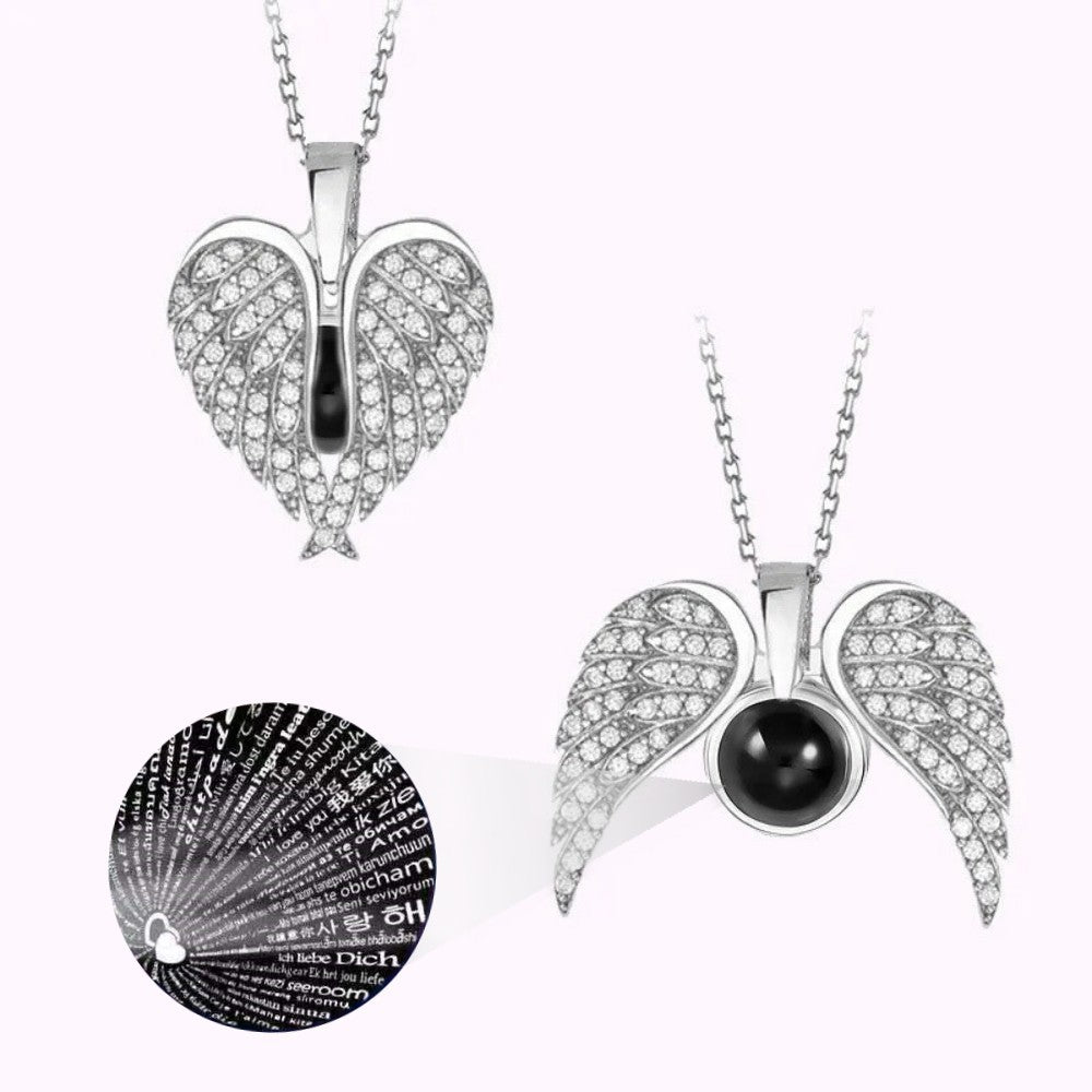 Romantic Sweet Heart Shape Wings Alloy Titanium Steel Valentine's Day Unisex Pendant Necklace