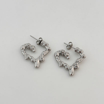 Wholesale Retro Classic Style Heart Shape Titanium Steel Earrings Necklace