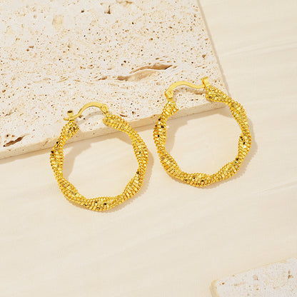 1 Pair Ig Style Vintage Style Solid Color Plating Copper 18k Gold Plated Hoop Earrings