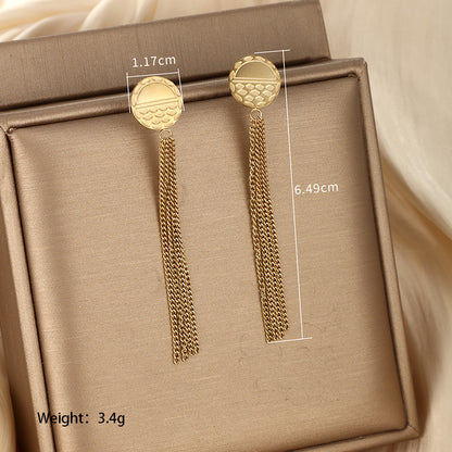 1 Pair Vintage Style Xuping Cross Tassel Plating Stainless Steel 14k Gold Plated Drop Earrings