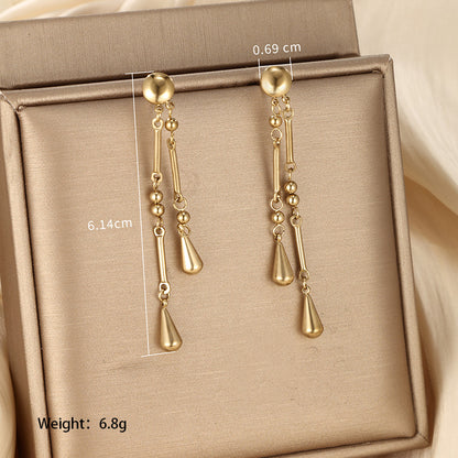 1 Pair Vintage Style Xuping Cross Tassel Plating Stainless Steel 14k Gold Plated Drop Earrings