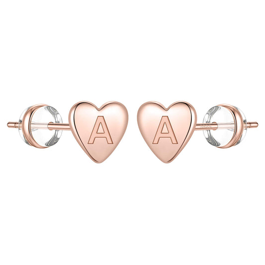 1 Pair Simple Style Letter Heart Shape Plating Copper 14k Gold Plated Ear Studs