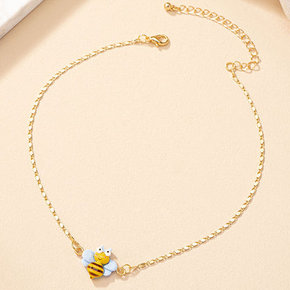 Simple Style Rose Bee Shell Alloy Plating Women's Pendant Necklace