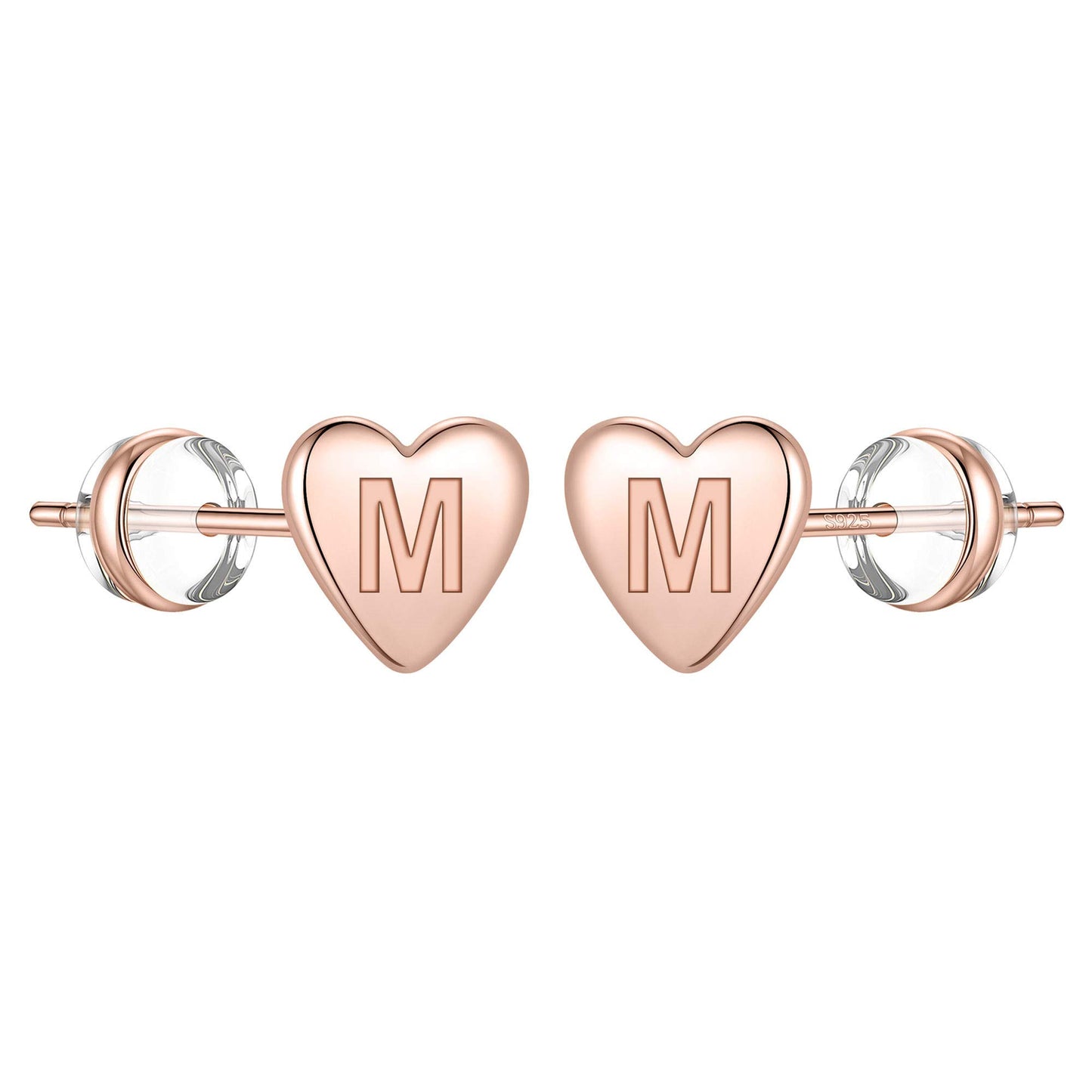 1 Pair Simple Style Letter Heart Shape Plating Copper 14k Gold Plated Ear Studs