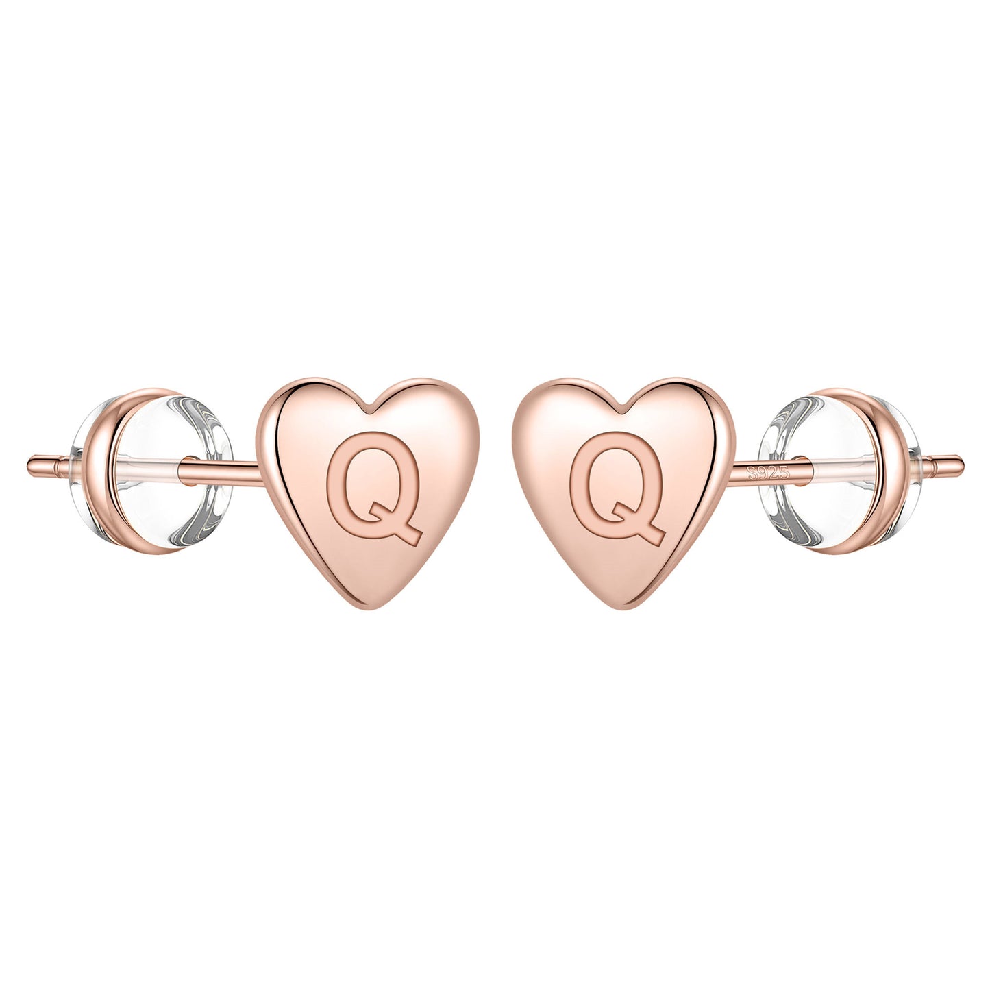 1 Pair Simple Style Letter Heart Shape Plating Copper 14k Gold Plated Ear Studs