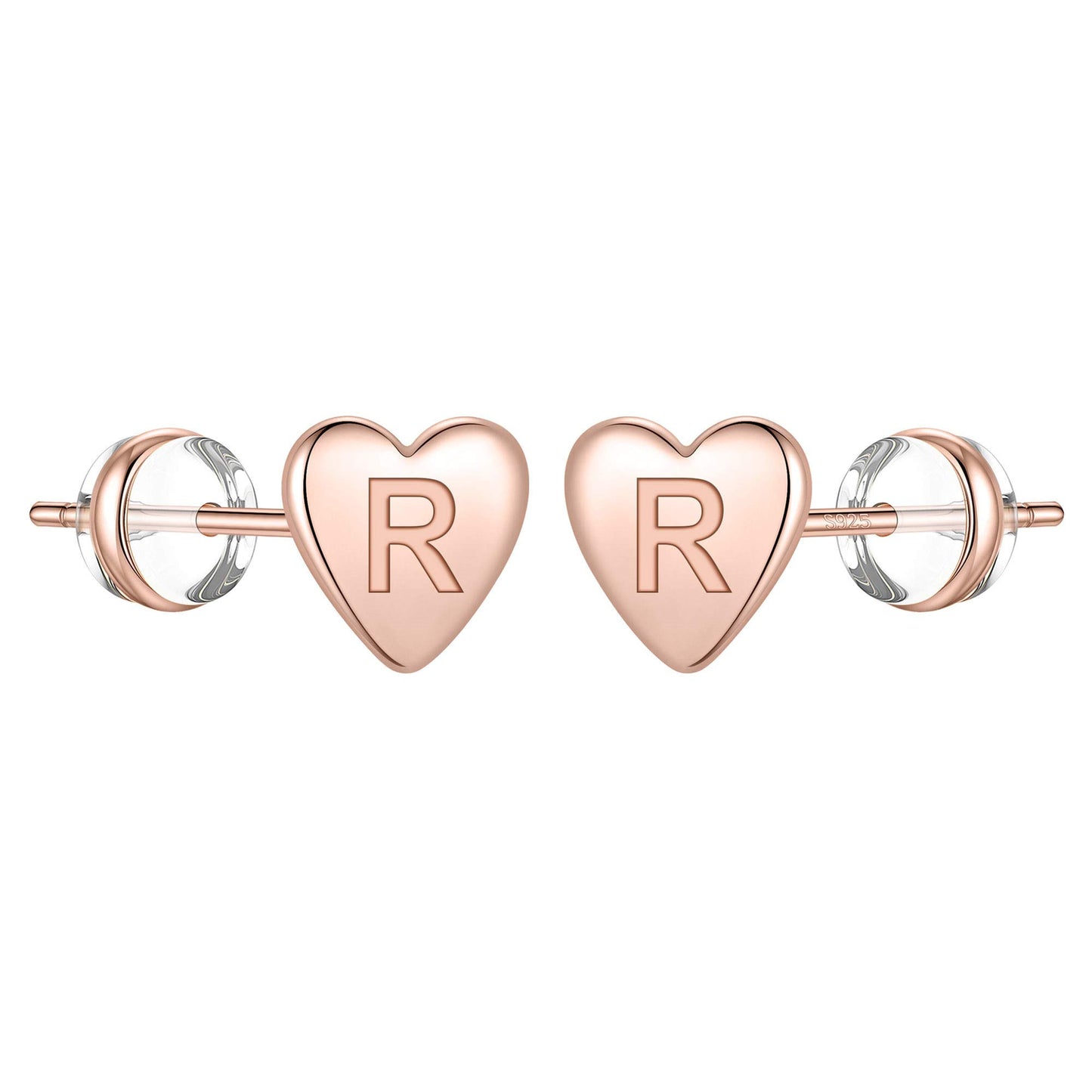 1 Pair Simple Style Letter Heart Shape Plating Copper 14k Gold Plated Ear Studs