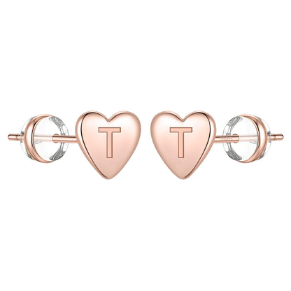 1 Pair Simple Style Letter Heart Shape Plating Copper 14k Gold Plated Ear Studs