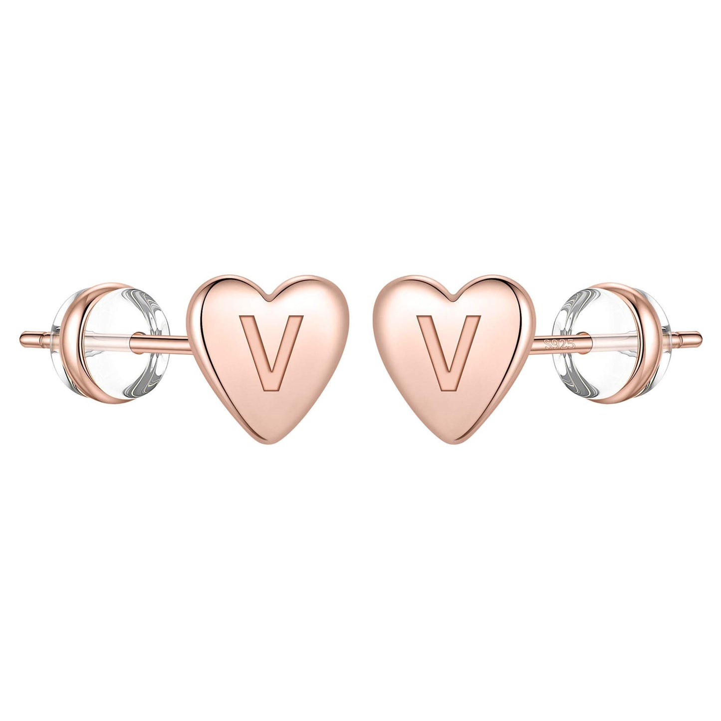 1 Pair Simple Style Letter Heart Shape Plating Copper 14k Gold Plated Ear Studs