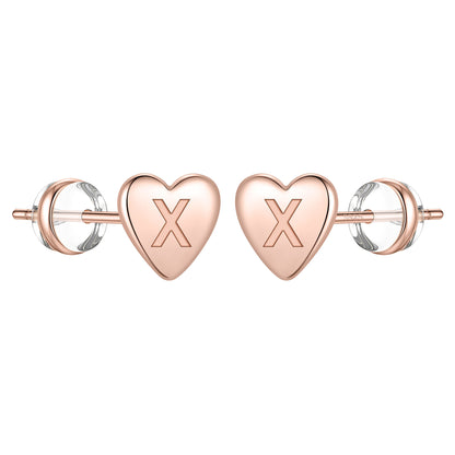 1 Pair Simple Style Letter Heart Shape Plating Copper 14k Gold Plated Ear Studs