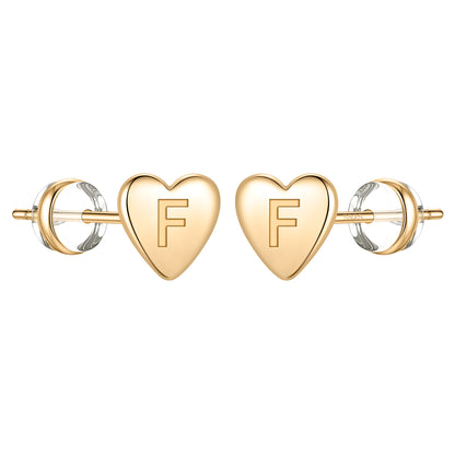 1 Pair Simple Style Letter Heart Shape Plating Copper 14k Gold Plated Ear Studs