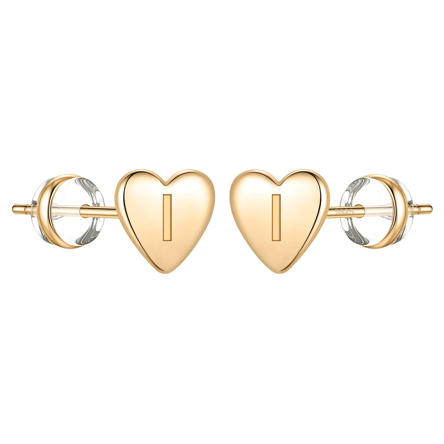 1 Pair Simple Style Letter Heart Shape Plating Copper 14k Gold Plated Ear Studs