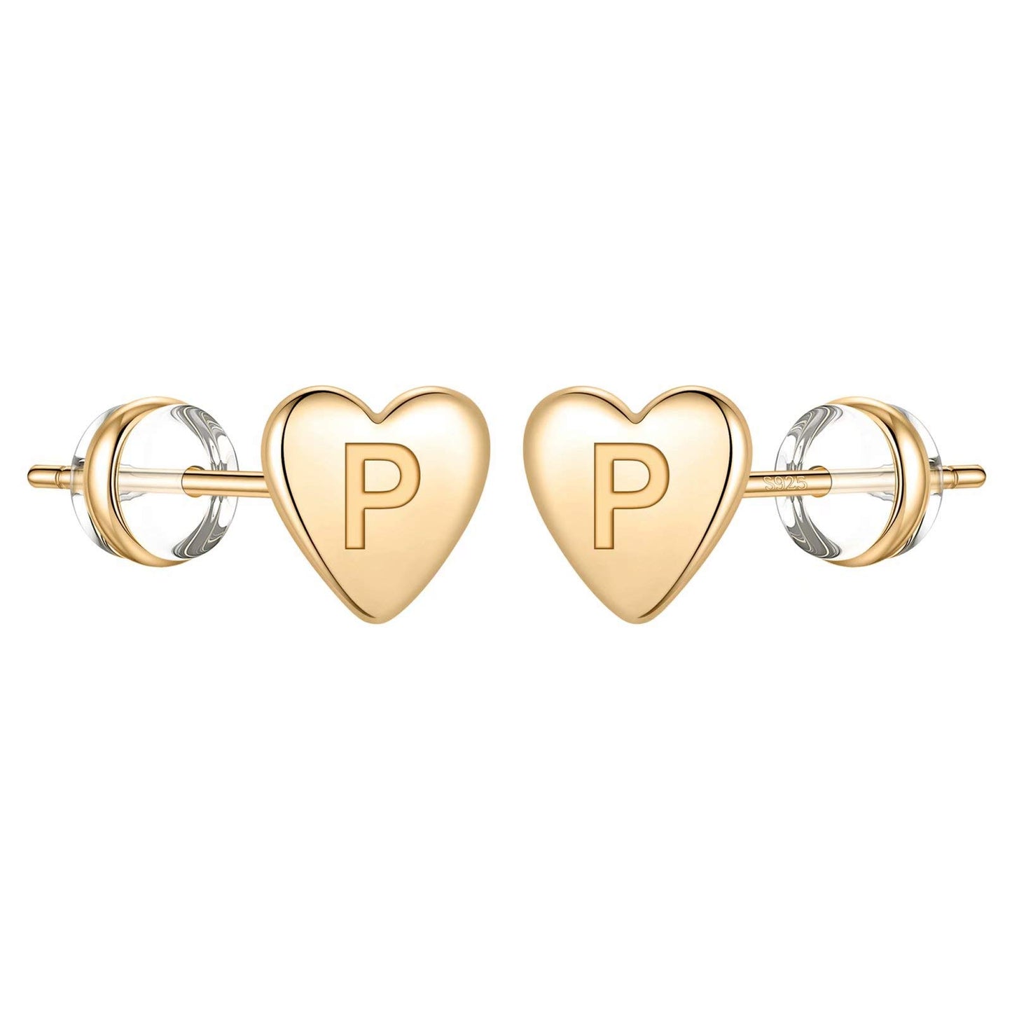 1 Pair Simple Style Letter Heart Shape Plating Copper 14k Gold Plated Ear Studs