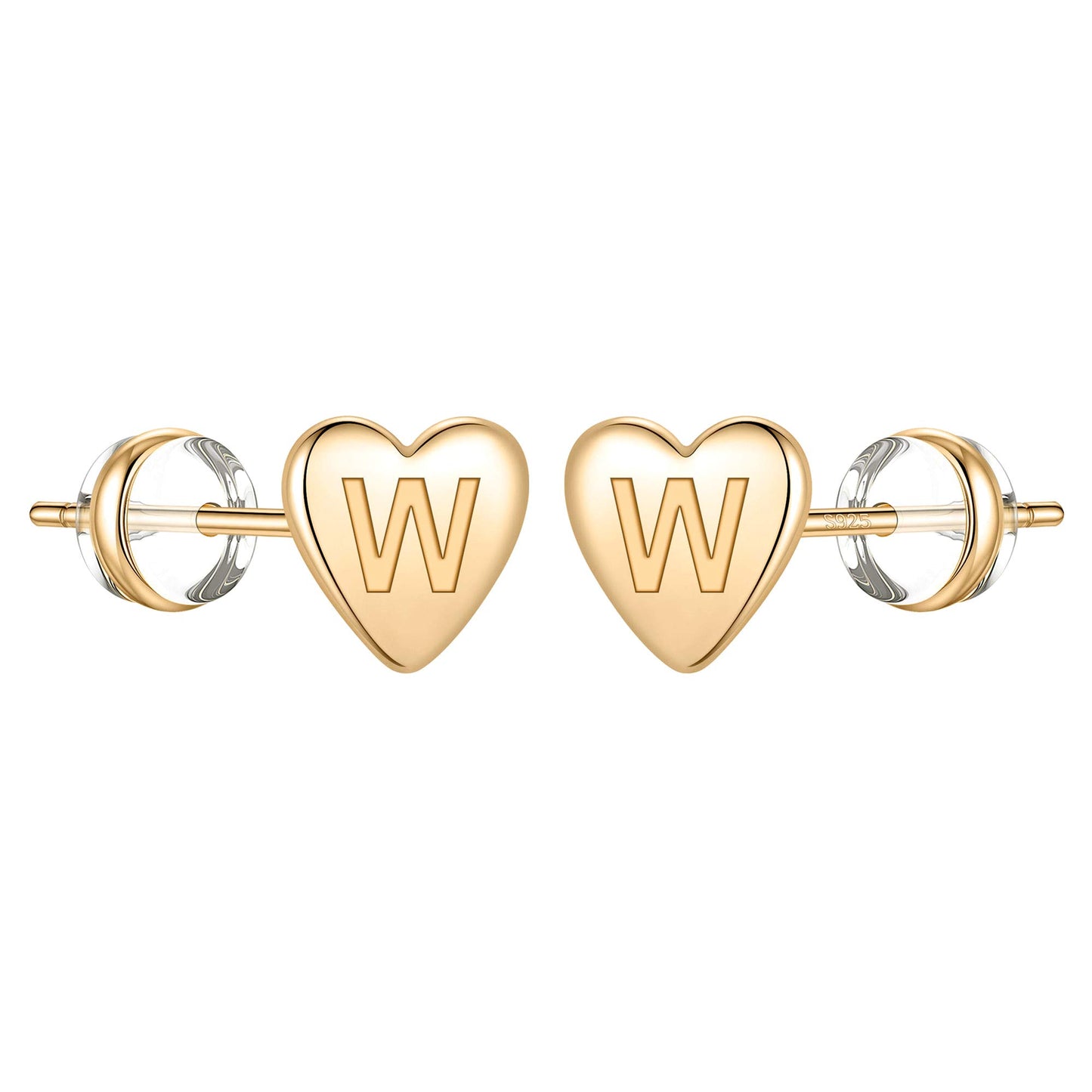 1 Pair Simple Style Letter Heart Shape Plating Copper 14k Gold Plated Ear Studs