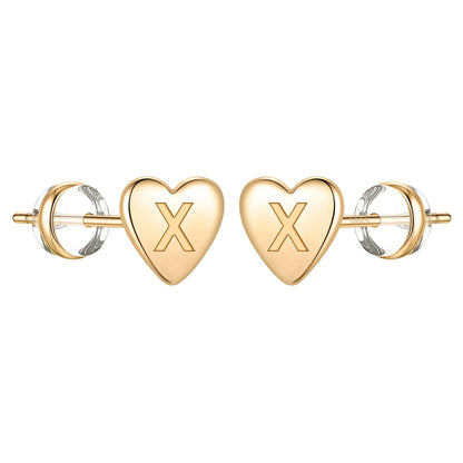 1 Pair Simple Style Letter Heart Shape Plating Copper 14k Gold Plated Ear Studs