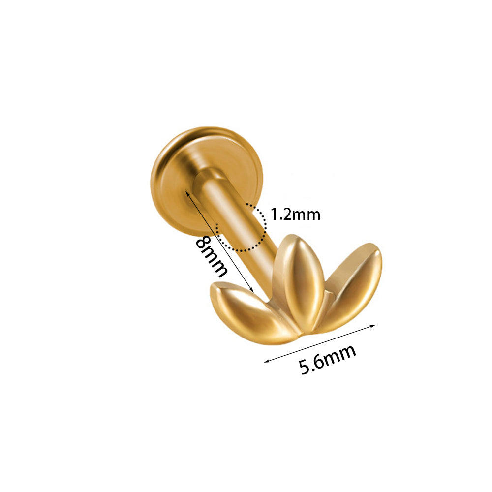 1 Piece Lip Rings Casual Leaf 304 Stainless Steel Plating 18K Gold Plated