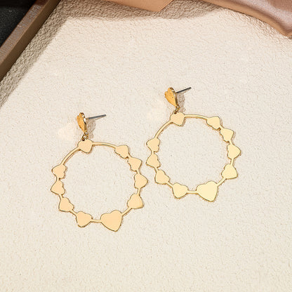 1 Pair Cute Romantic Circle Heart Shape Plating Alloy Drop Earrings