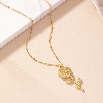 Simple Style Rose Bee Shell Alloy Plating Women's Pendant Necklace