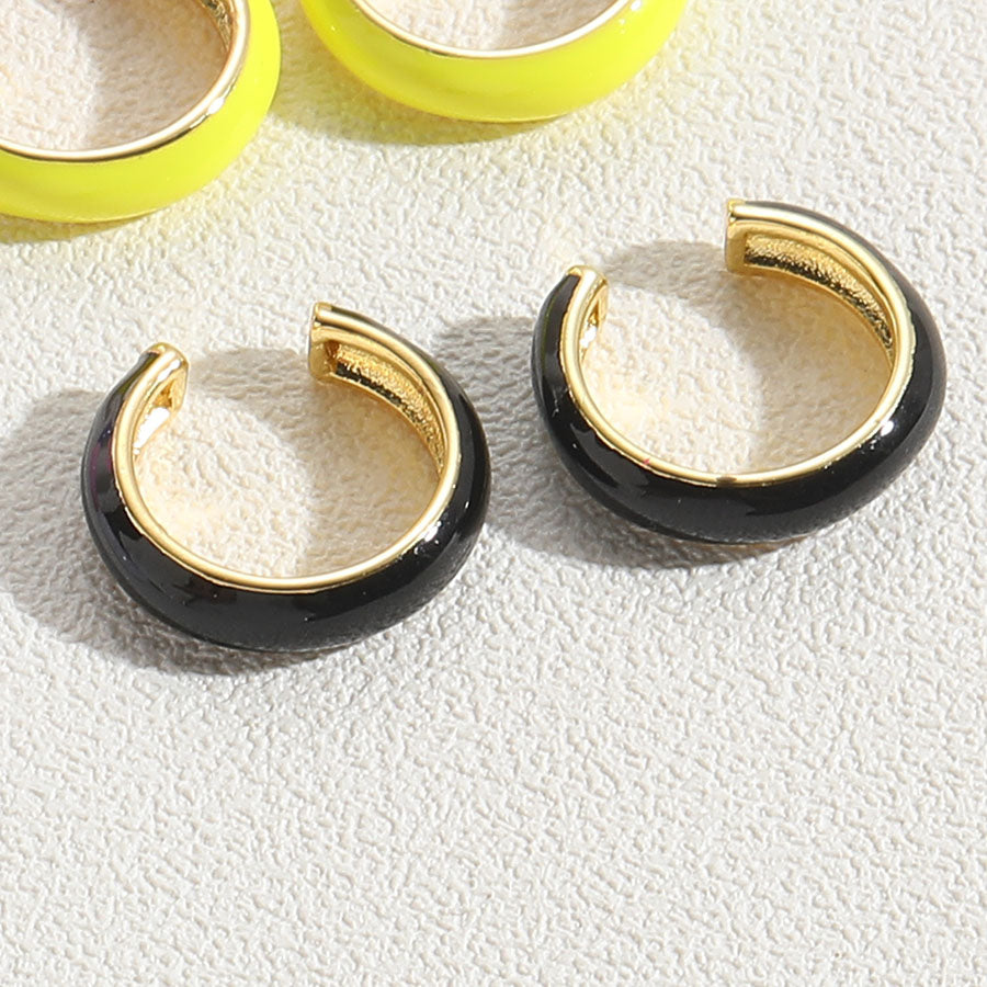 1 Pair Elegant Simple Style Solid Color Epoxy Plating Brass 14k Gold Plated Ear Cuffs