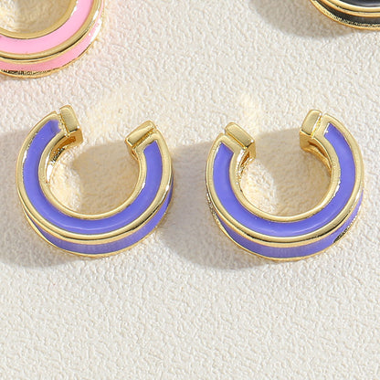 1 Pair Simple Style Solid Color Epoxy Plating Copper 14k Gold Plated Ear Cuffs