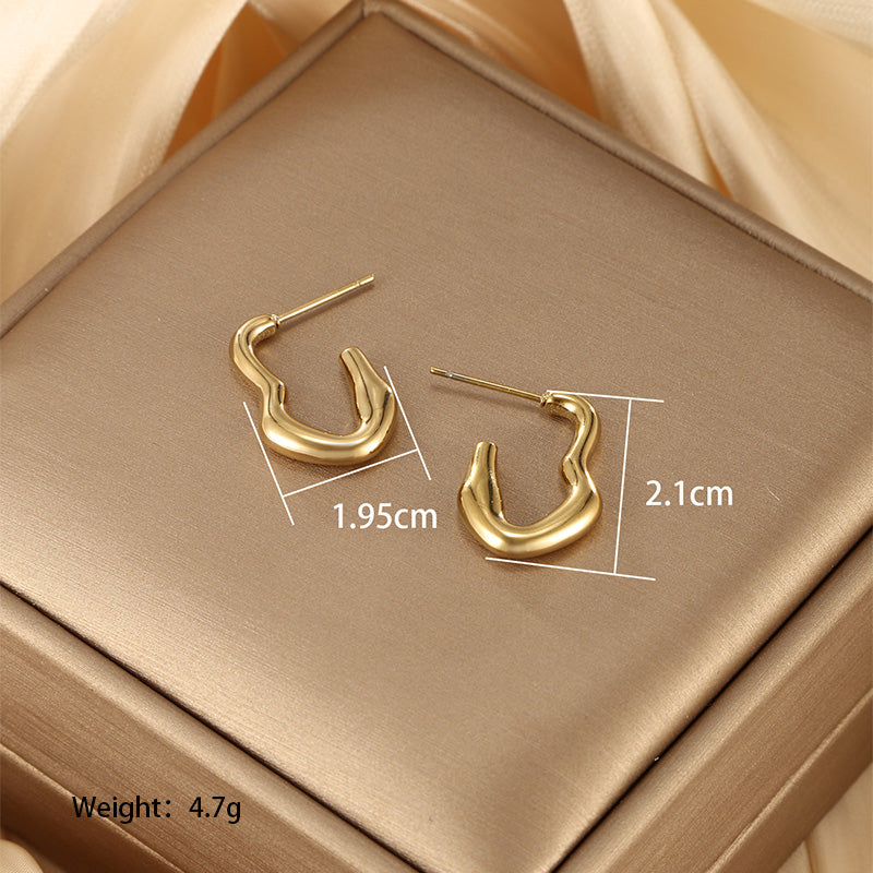 1 Pair Retro Xuping Geometric Star Leaves Plating Stainless Steel 14k Gold Plated Ear Studs