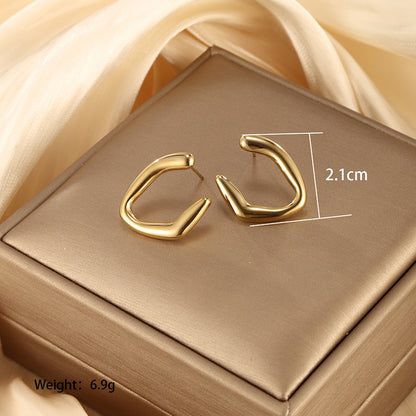 1 Pair Vintage Style Xuping Geometric Star Heart Shape Plating Stainless Steel 14k Gold Plated Ear Studs