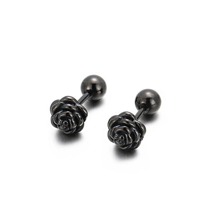 1 Pair Vintage Style Flower Plating Titanium Steel Ear Studs