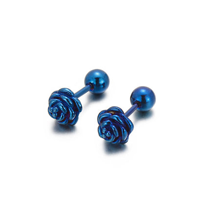 1 Pair Vintage Style Flower Plating Titanium Steel Ear Studs