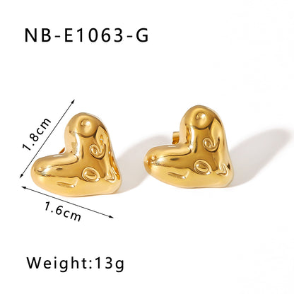 1 Pair Ig Style Vintage Style C Shape Heart Shape Lingge Plating Pleated Inlay Stainless Steel Pearl Zircon 18k Gold Plated Gold Plated Ear Studs