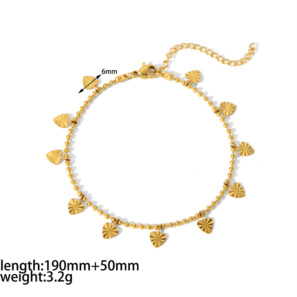 Vintage Style Circle Sun Shell Stainless Steel Polishing Plating Titanium Steel 18k Gold Plated Women's Anklet