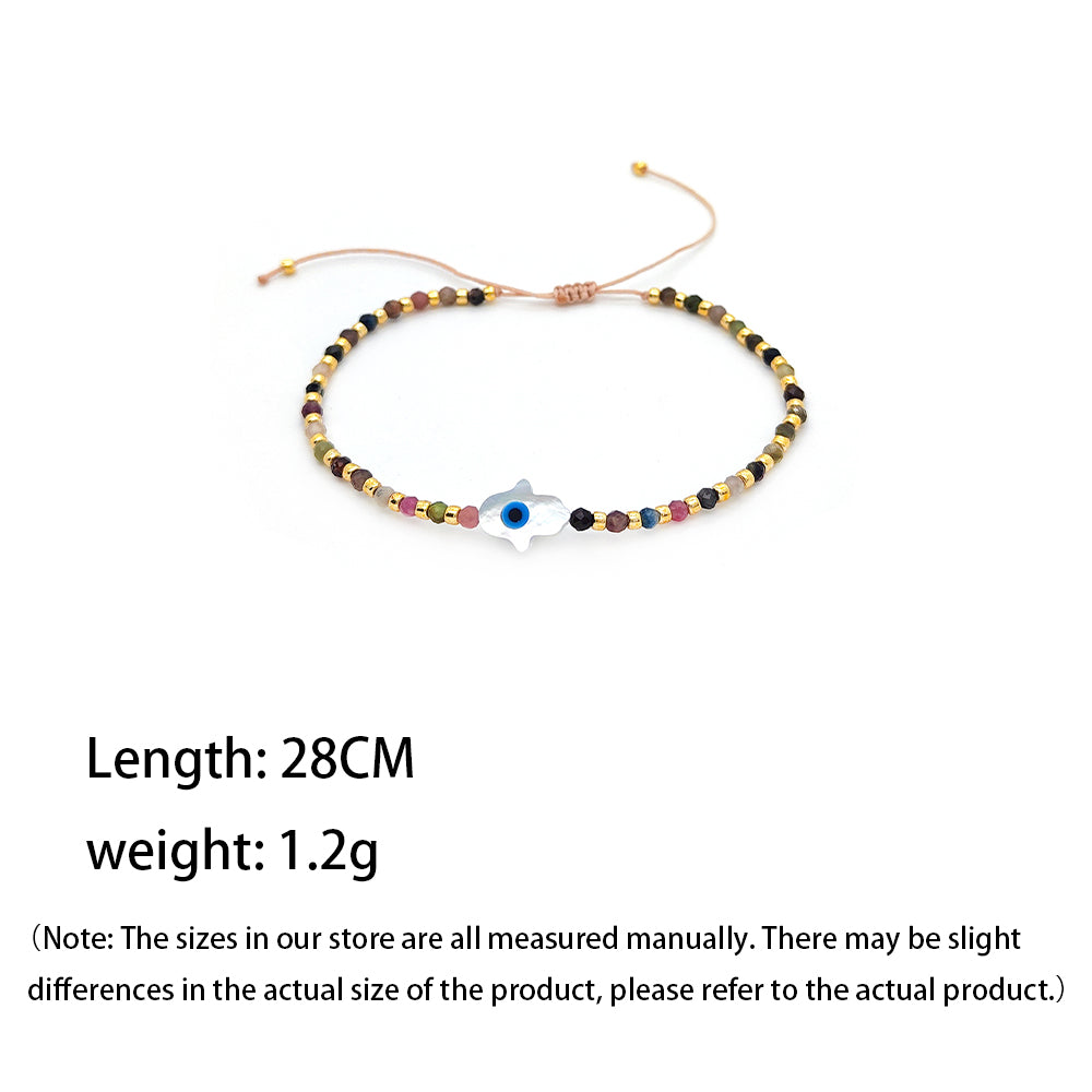 Simple Style Geometric Hand Of Fatima Seed Bead Rope Copper Wholesale Drawstring Bracelets