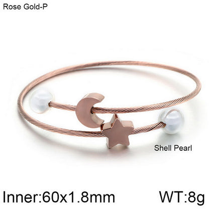 Vintage Style Round Infinity Heart Shape Stainless Steel Plating Bangle