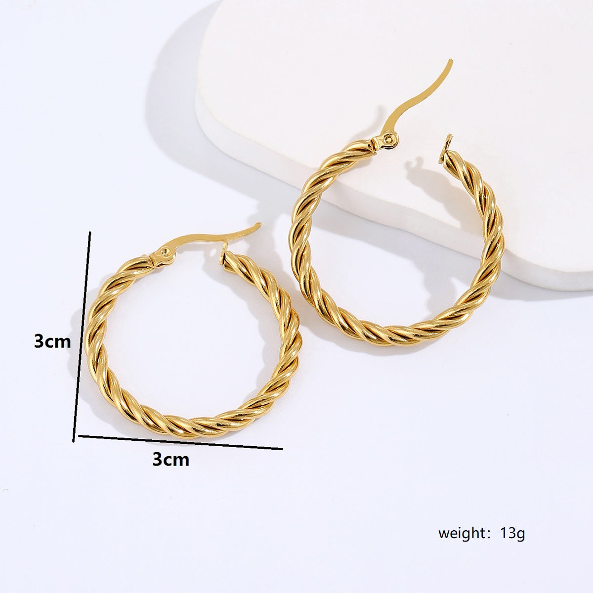 1 Pair Casual Simple Style Round Plating 201 Stainless Steel 18K Gold Plated Hoop Earrings