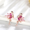 1 Pair Elegant Cartoon Style Swan Plating Inlay Sterling Silver Zircon Rose Gold Plated Ear Studs