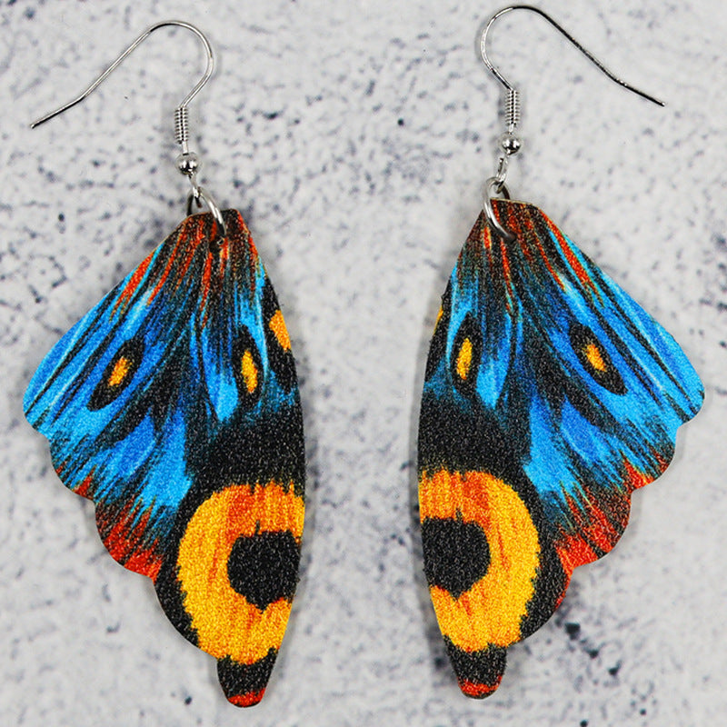 1 Pair Simple Style Commute Wings Printing Pu Leather Drop Earrings