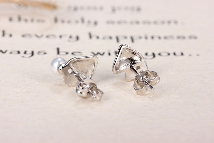 1 Pair Simple Style Commute Mushroom Inlay Copper Pearl Ear Studs