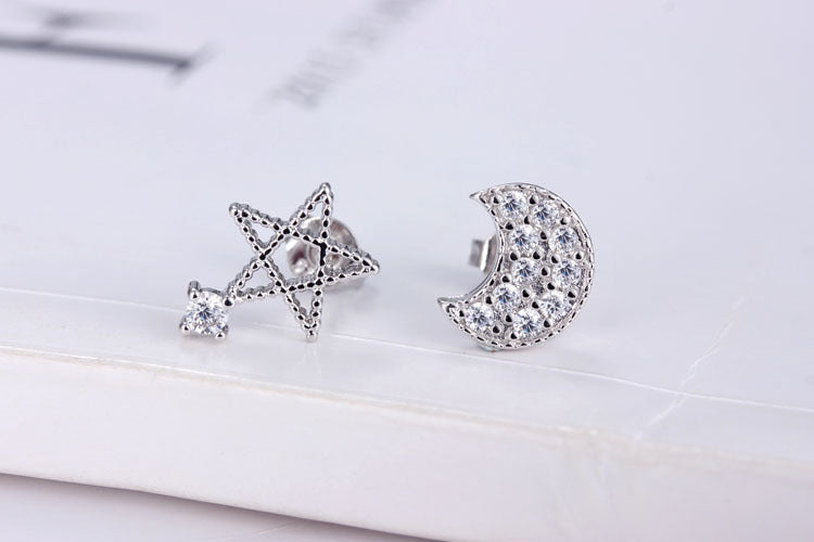 1 Pair Simple Style Star Plating Inlay Copper Zircon White Gold Plated Ear Studs