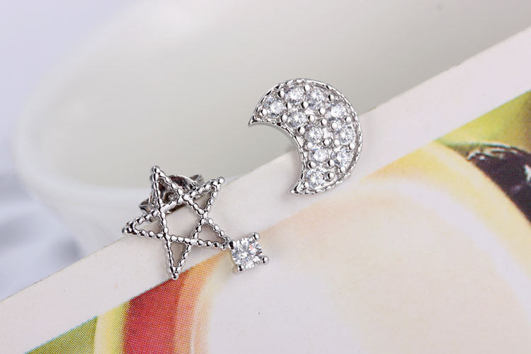 1 Pair Simple Style Star Plating Inlay Copper Zircon White Gold Plated Ear Studs