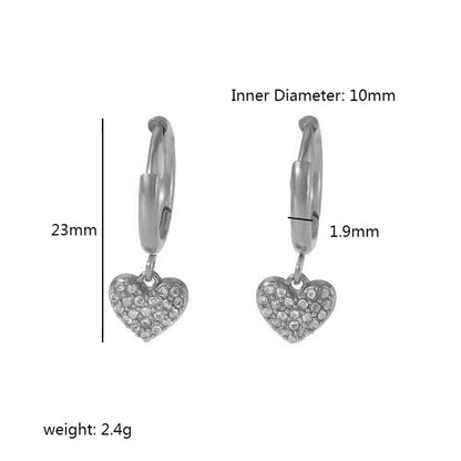 1 Pair Streetwear Hexagram Heart Shape Eye Polishing Plating Inlay Stainless Steel Zircon 18k Gold Plated Drop Earrings