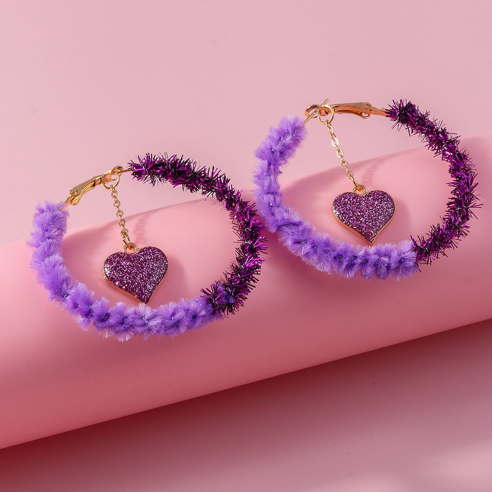 1 Pair Cute Heart Shape Alloy Hoop Earrings