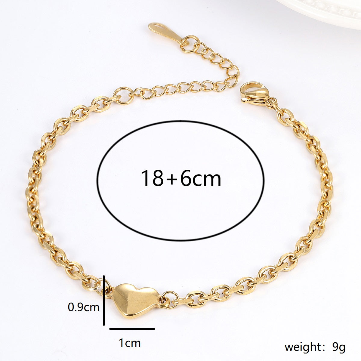 Fashion Cross Heart Shape Shell Stainless Steel Plating Rhinestones 18k Gold Plated Bracelets