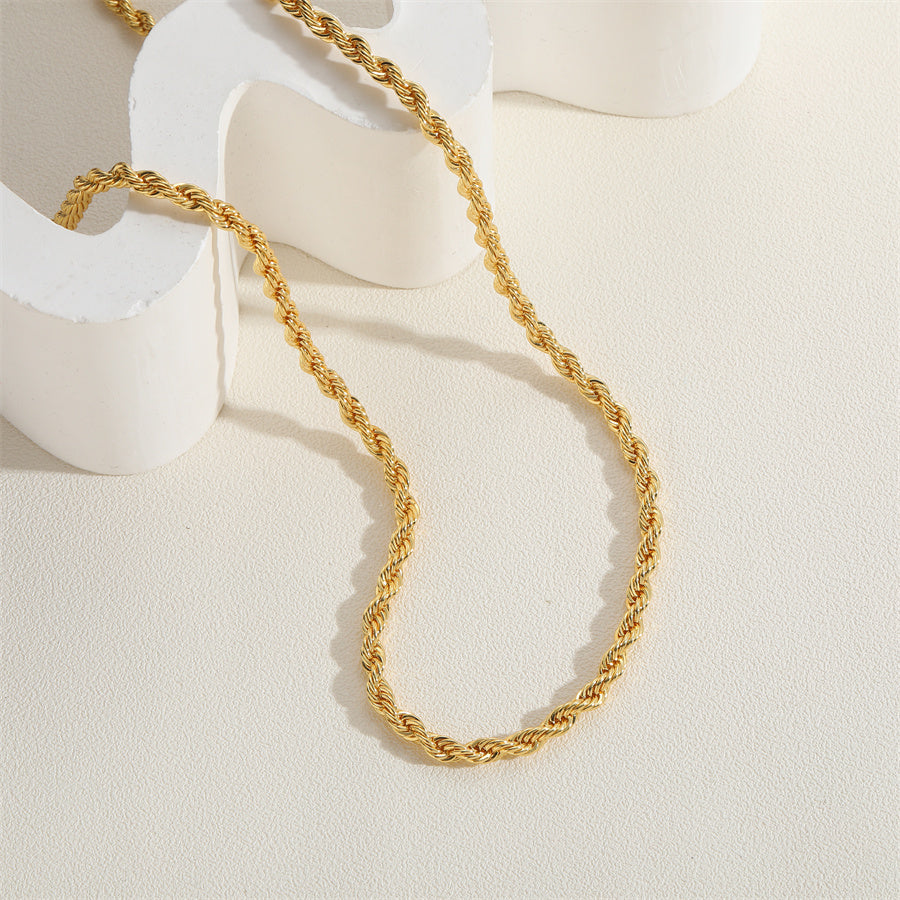 Casual Simple Style Solid Color Copper 18k Gold Plated White Gold Plated Necklace In Bulk