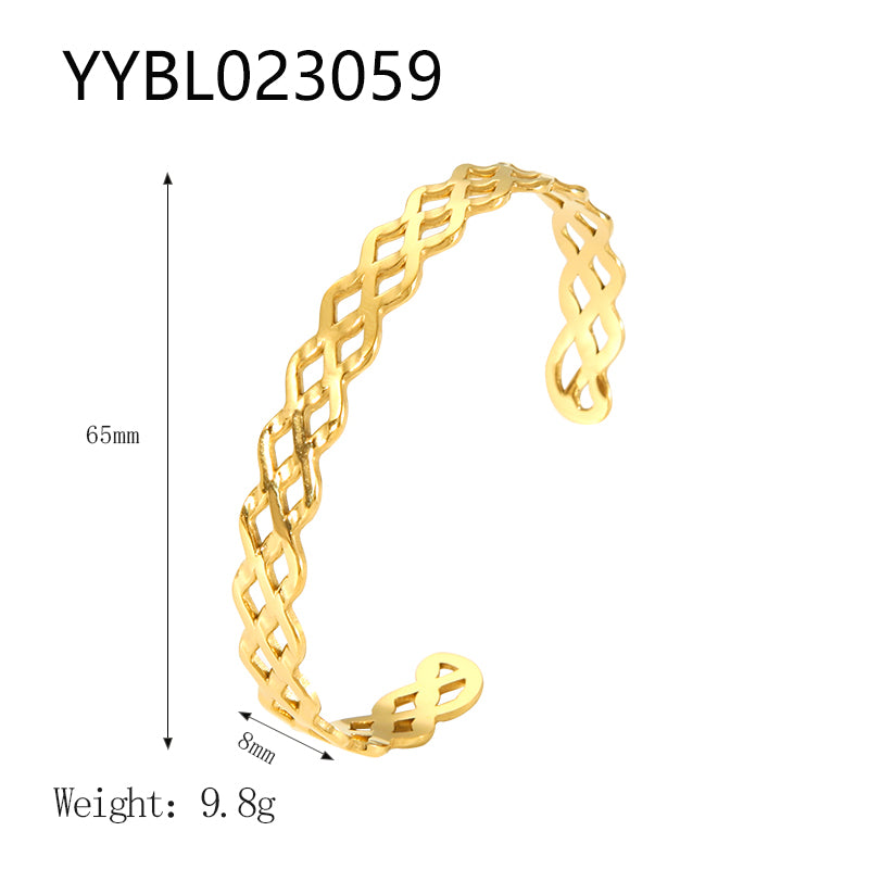 Wholesale Ig Style Waves Stainless Steel Plating 18k Gold Plated Rings Bracelets