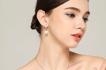 1 Pair Elegant Geometric Plating Inlay Copper Opal Drop Earrings