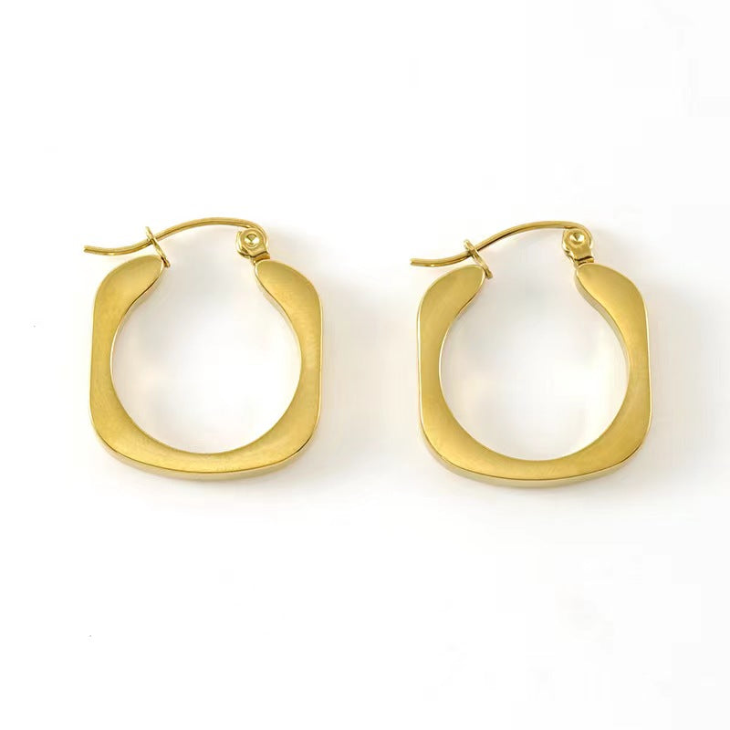 1 Pair Simple Style Commute Solid Color Plating Stainless Steel 18k Gold Plated Earrings