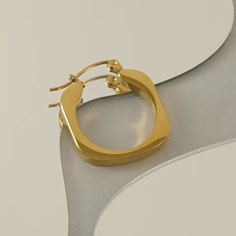 1 Pair Simple Style Commute Solid Color Plating Stainless Steel 18k Gold Plated Earrings