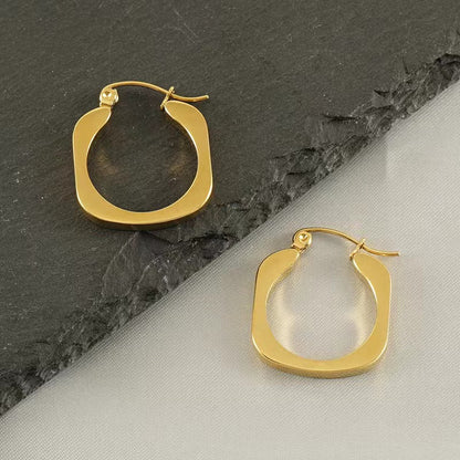 1 Pair Simple Style Commute Solid Color Plating Stainless Steel 18k Gold Plated Earrings