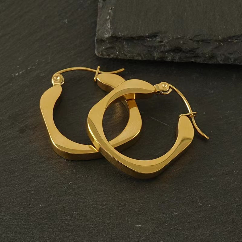 1 Pair Simple Style Commute Solid Color Plating Stainless Steel 18k Gold Plated Earrings