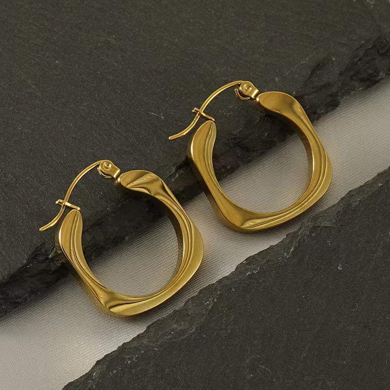 1 Pair Simple Style Commute Solid Color Plating Stainless Steel 18k Gold Plated Earrings