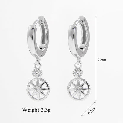 1 Pair Simple Style Cross Star Heart Shape Plating Inlay Sterling Silver Zircon White Gold Plated Rhodium Plated Drop Earrings